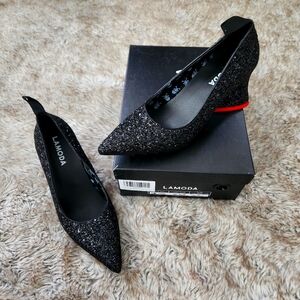 Lamoda Dolls Kill My Love Glitter Heels Black Women's Size‎ 7